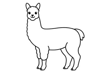alpaca line art silhouette vector illustration