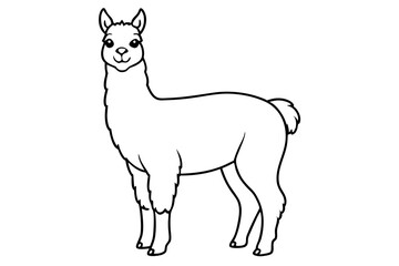 alpaca line art silhouette vector illustration