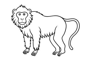 baboon line art silhouette vector illustration