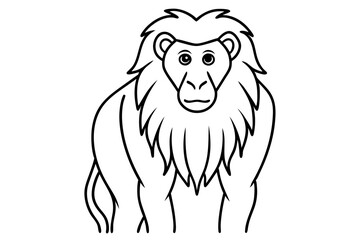 baboon line art silhouette vector illustration