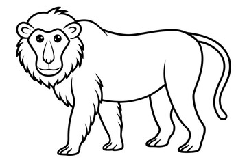 baboon line art silhouette vector illustration