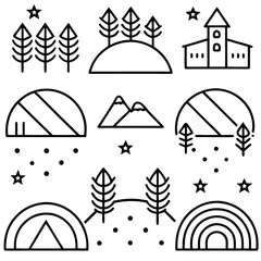 Fototapeta premium Camping Icons Set Vector Illustration