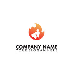 Creative Superhero in Flame Negative Space Logo isolated background 