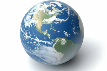 Obraz premium Rotating Earth, continents, clouds, white background, global concepts