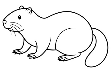 beaver line art silhouette vector illustration