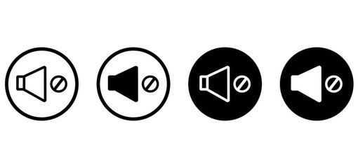 Sound off icon set. Speaker and mute icon set. Mute icon set