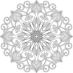 Mandala outlines for coloring book page, oriental mandala vector, line art vector illustration for coloring, abstract mandala vector pattern, and floral mandala outline.
