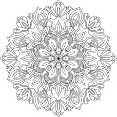 Mandala outlines for coloring book page, oriental mandala vector, line art vector illustration for coloring, abstract mandala vector pattern, and floral mandala outline.