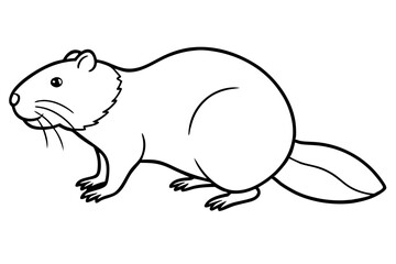 beaver line art silhouette vector illustration