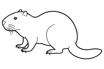beaver line art silhouette vector illustration