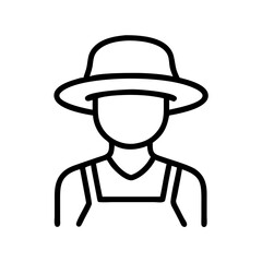 Fototapeta premium Outline vector icon of gardener with a hat for gardening and agricultural work