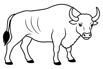 buffalo line art silhouette vector illustration