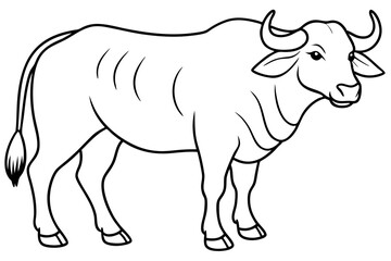 buffalo line art silhouette vector illustration
