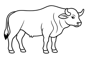 buffalo line art silhouette vector illustration