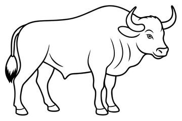 buffalo line art silhouette vector illustration