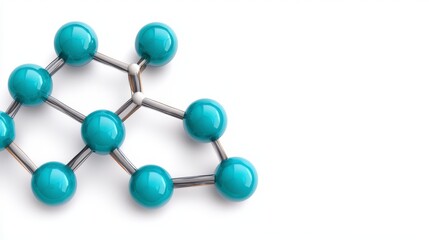 Abstract Pattern of Blue Spheres Connected by Metallic Links on a White Background