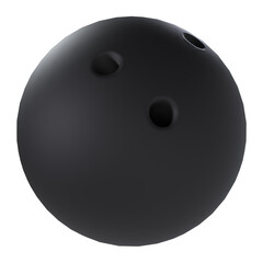 Black bowling ball with finger holes isolated on transparent