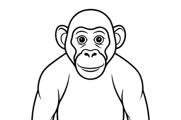 chimpanzee line art silhouette vector illustration