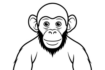 chimpanzee line art silhouette vector illustration