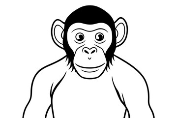 chimpanzee line art silhouette vector illustration