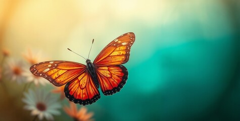 Obraz premium Serene Monarch Butterfly on a Flower in Nature 