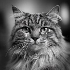 Teary-Eyed Cat with a Sorrowful Gaze