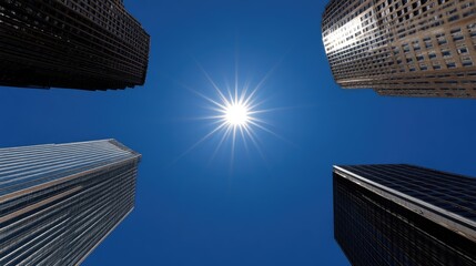 Skyscrapers and sun