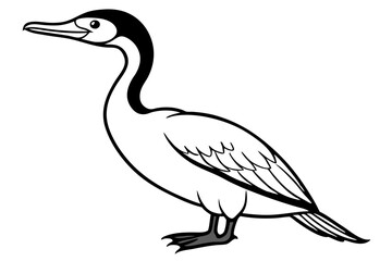 cormorant line art silhouette vector illustration