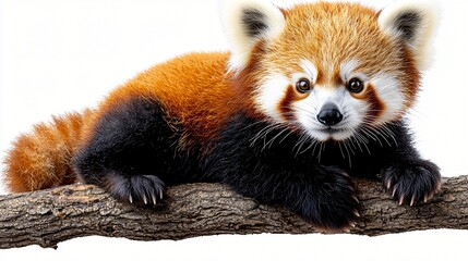 Red Panda on Branch, Studio Shot
