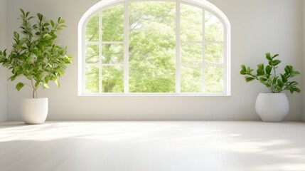 Fototapeta premium Bright Room with Garden View