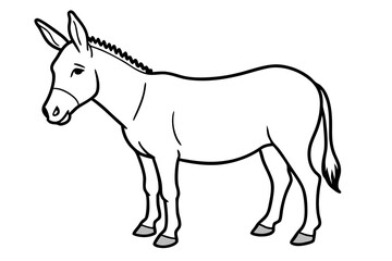 donkey line art silhouette vector illustration