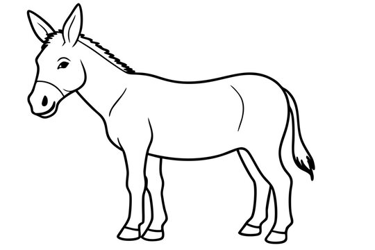 black and white donkey standing clip art preview