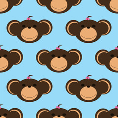 Adorable Cute Monkey Vector Seamless Pattern Digital Paper for Children's Nursery, Baby Shower Decorations, Scrapbooking, Kids Room Wallpaper, Fabric, Wrapping Paper, and Fun Jungle-Themed Crafts
