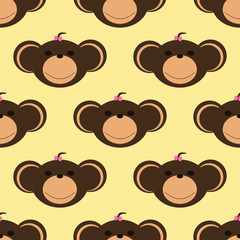 Adorable Cute Monkey Vector Seamless Pattern Digital Paper for Children's Nursery, Baby Shower Decorations, Scrapbooking, Kids Room Wallpaper, Fabric, Wrapping Paper, and Fun Jungle-Themed Crafts