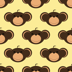 Adorable Cute Monkey Vector Seamless Pattern Digital Paper for Children's Nursery, Baby Shower Decorations, Scrapbooking, Kids Room Wallpaper, Fabric, Wrapping Paper, and Fun Jungle-Themed Crafts