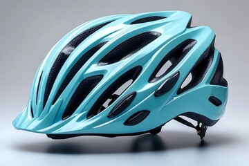 Fototapeta premium Stylish Turquoise Bicycle Helmet Safety Gear for Cycling Enthusiasts