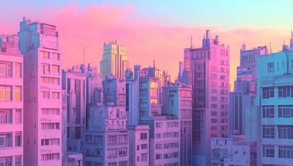 Fototapeta premium A 3D rendering of abstract buildings featuring colorful geometric shapes