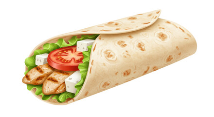 Isolated Wrap with Chicken and Vegetables