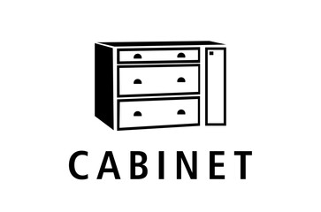 Cabinet illustration design, with black color and white background, inspiration logo	