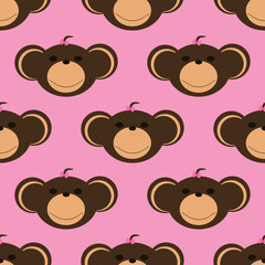 Adorable Cute Monkey Vector Seamless Pattern Digital Paper for Children's Nursery, Baby Shower Decorations, Scrapbooking, Kids Room Wallpaper, Fabric, Wrapping Paper, and Fun Jungle-Themed Crafts