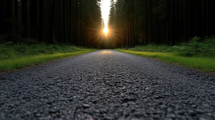 Sunlit path through a forest