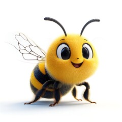 Naklejka premium A bee standing on a surface. It has yellow and black stripes.