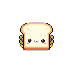 kawaii sandwich vector, kawaii food