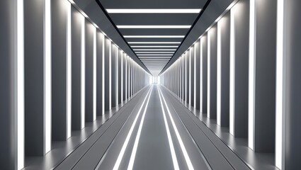 Symmetrical Sci-Fi Hallway Leading to Infinity