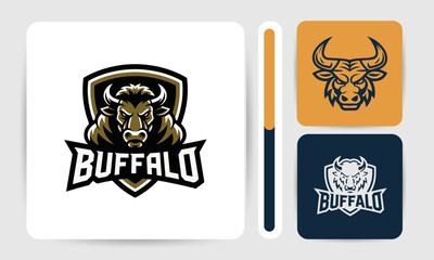 Naklejka premium Fierce Red Bull Head Emblem for Branding