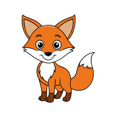 Obraz premium Cute Fox Cartoon Vector Illustration