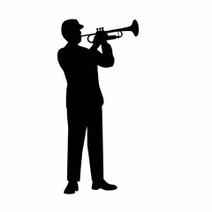 Silhouette of a man playing the saxophone at a jazz concert