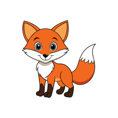 Obraz premium Cute Fox Cartoon Vector Illustration
