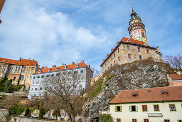 Cesky Krumlov, Czech republic - March 04, 2025. Castle of Cesky Krumlov