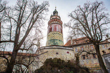 Cesky Krumlov, Czech republic - March 04, 2025. Castle of Cesky Krumlov